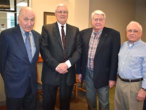 Old friends and colleagues from left, Dr. J. T. Vaughan, Dr. Dillon, Dr. Jan Bartles and Dr. Gerald Hankes.